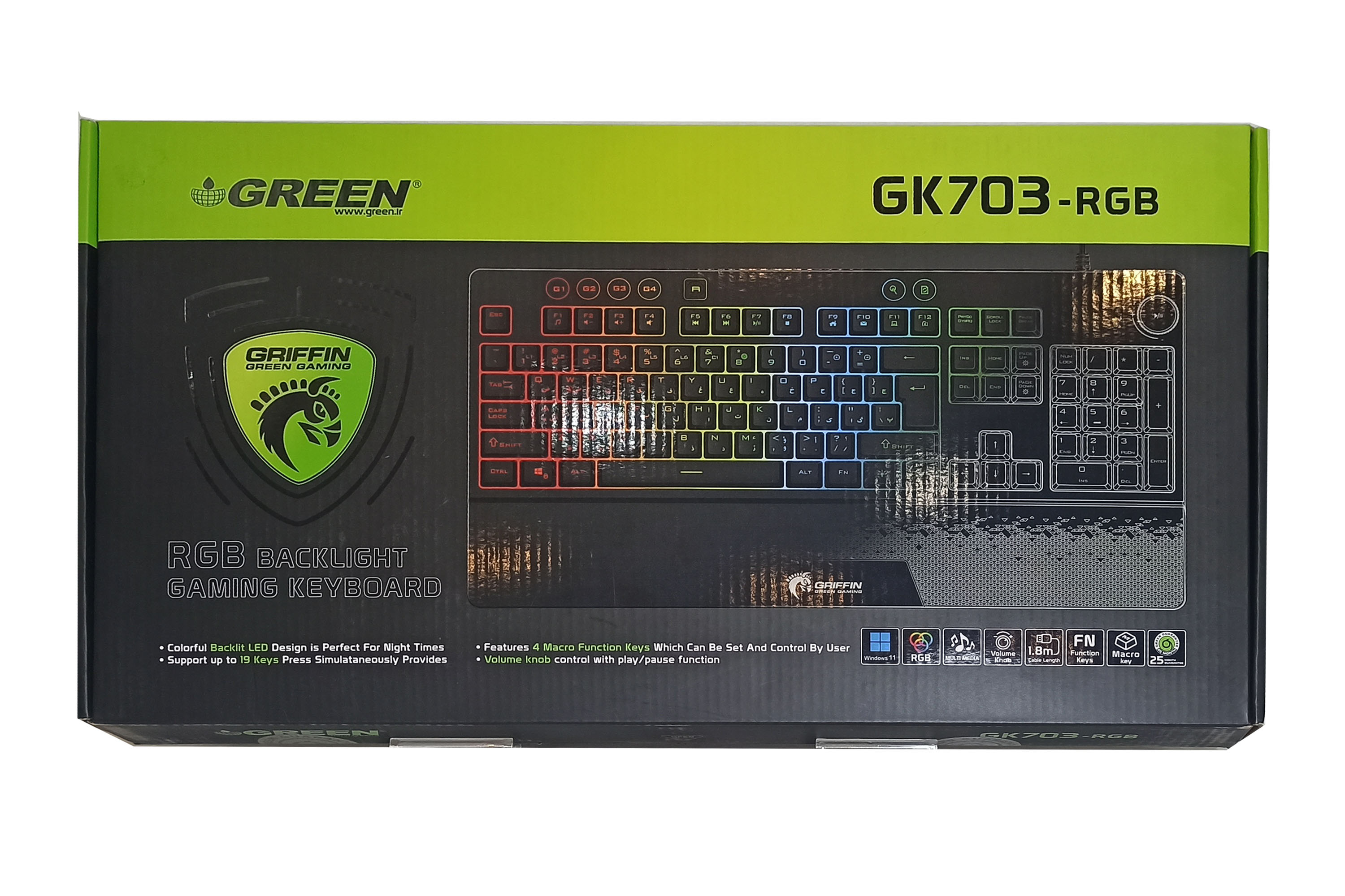 کیبورد مخصوص بازی گرین مدل GK703-RGB