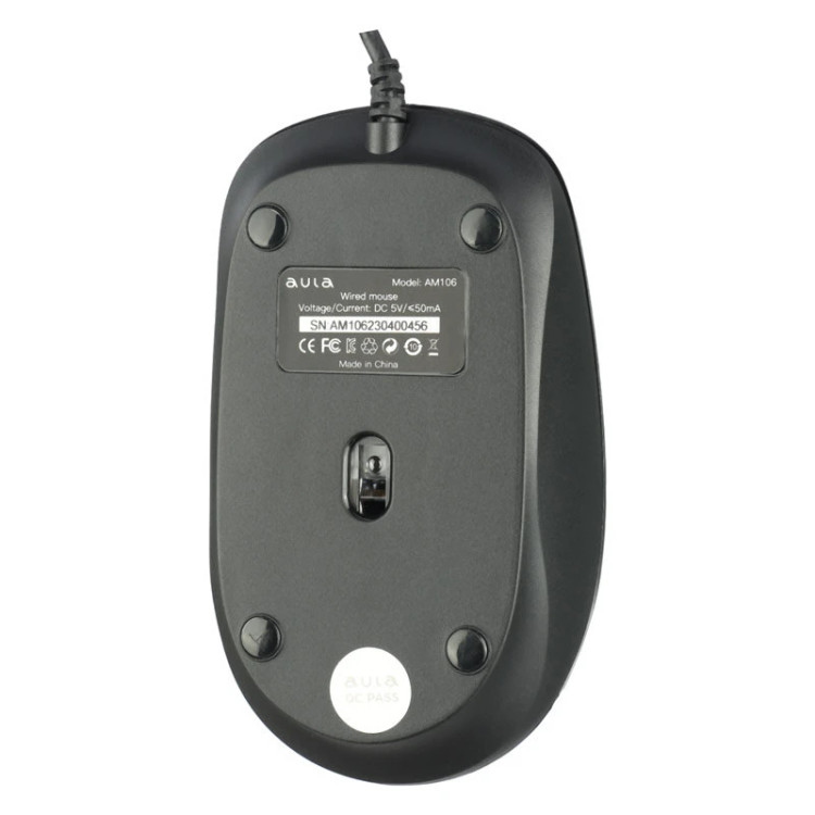 ماوس باسیم آئولا مدل AM106، دارای 3 کلید، رابط USB، دقت 1200 DPI
